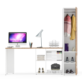 Глубокий пенал 23Б и стол компьютерный трансформер Лидер-8