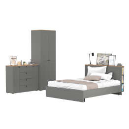 Спальня Остин из комода-тумбы с кроватью 1600 с основанием и бельевого шкафа 13.224