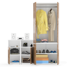 Глубокий платяной шкаф Лидер-8 19Б и две тумбочки для документов 3.19