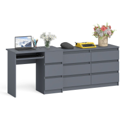 Комод Мори МК-1200 6 ящиков и компьютерный стол МС-6 три ящика справа