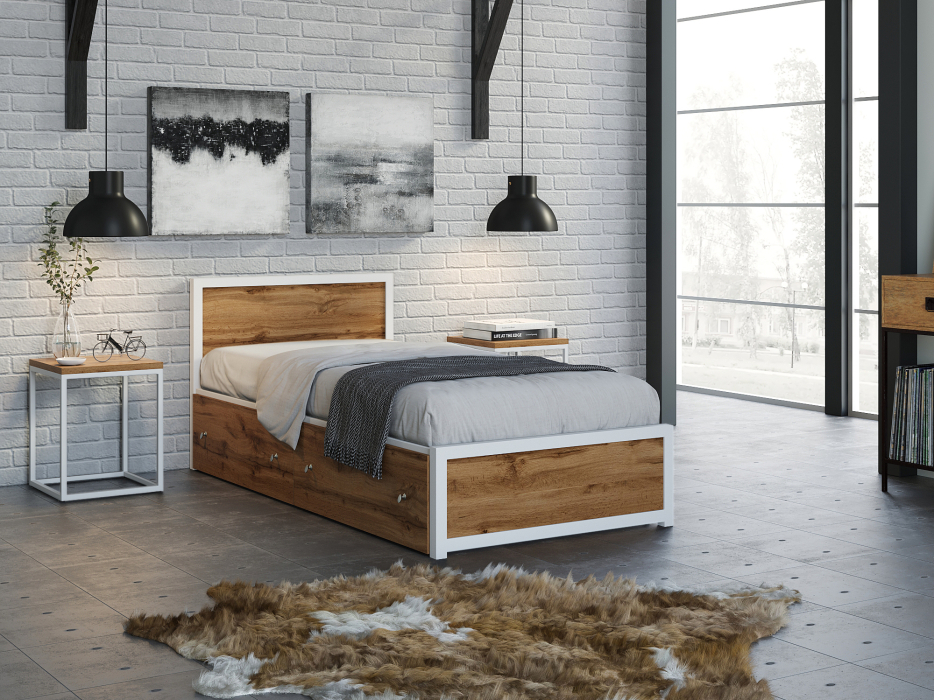 Кровати 90 см, Кровать Титан Лофт 90 белый