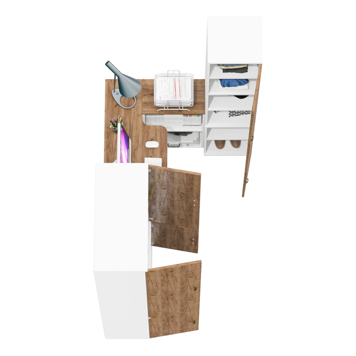 Домашние кабинеты, Узкий шкаф для документов с рабочим столом и шкафом с выдвижной штангой и полками 20Б Лидер-8