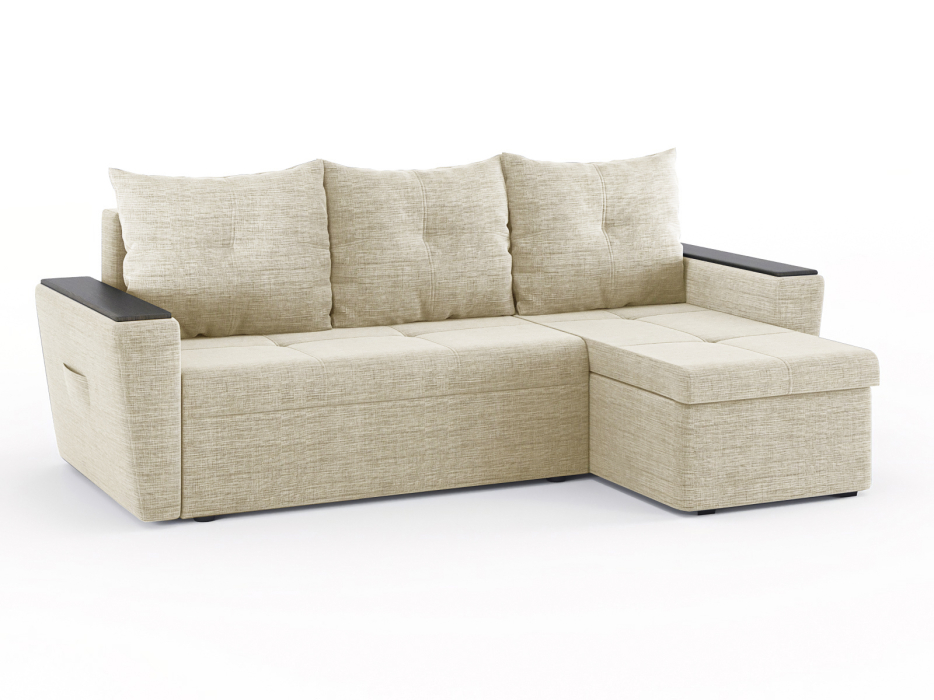 Диваны угловые в гостиную, Диван-кровать угловой Дубай Майами еврокнижка трехсекционная, рогожка Люкс