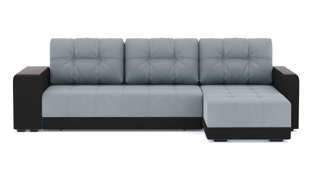 Диваны угловые в гостиную, Диван-кровать угловой Милан ПБ еврокнижка, велюр+кож.зам.