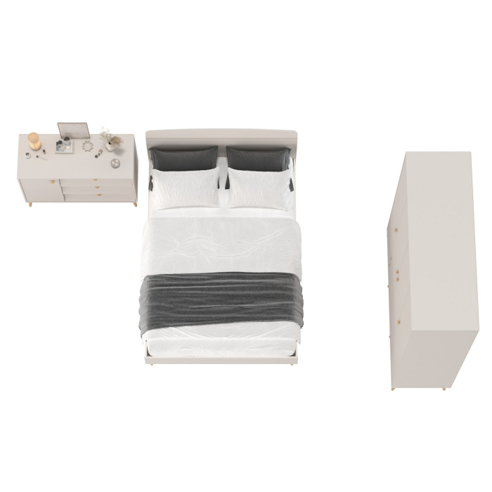 Спальные гарнитуры, Шкаф-комод 4-х дверный с кроватью 1400 Афина и комодом с дверкой