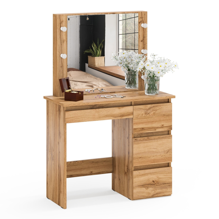 С зеркалом, Стол косметический с подсветкой Сура