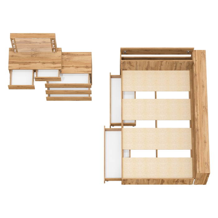 Спальные гарнитуры, Туалетный столик для спальни с подсветкой 110 и Ксения кровать 1200 с ящиками и прикроватный блок