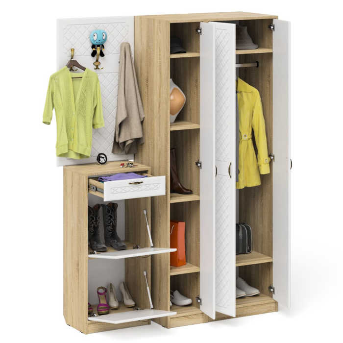 Прихожие, Мебель в прихожую П-6 компоновка № 50 фрезеровка ромб