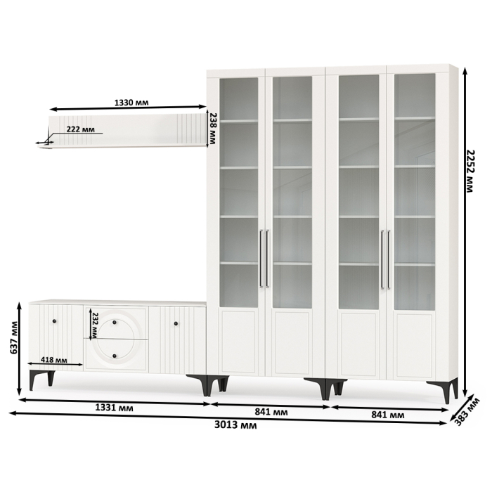 Стенки для гостиной, Большая стенка для ТВ-аппаратуры Валенсия № 64