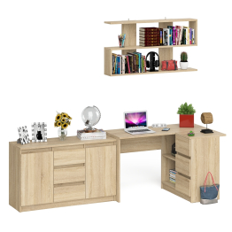 Стол компьютерный угловой МС-16 правый с навесной полкой и тумбой МК-1200.3 Мори