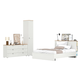 Бельевой шкаф-пенал Остин с кроватью с основанием и комодом на 6-ть ящиков