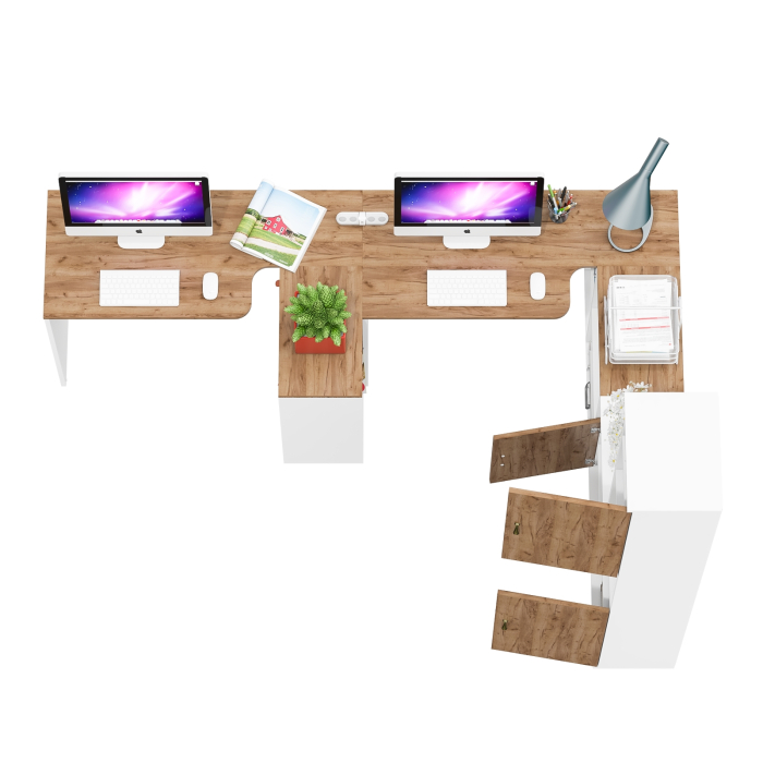 Домашние кабинеты, Домашний офис Лидер-8 для двоих человек из столов, пенала и тумбы.