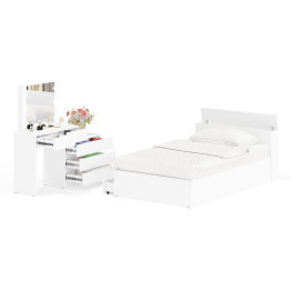 Столик туалетный с лампочками 110 с полутораспальной кроватью с ящиками Ксения 1200