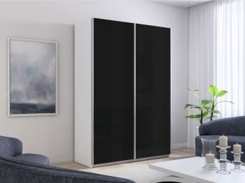 Шкаф-купе Прайм 2-х дверный Стекла черные/Доводчики 120х57х230