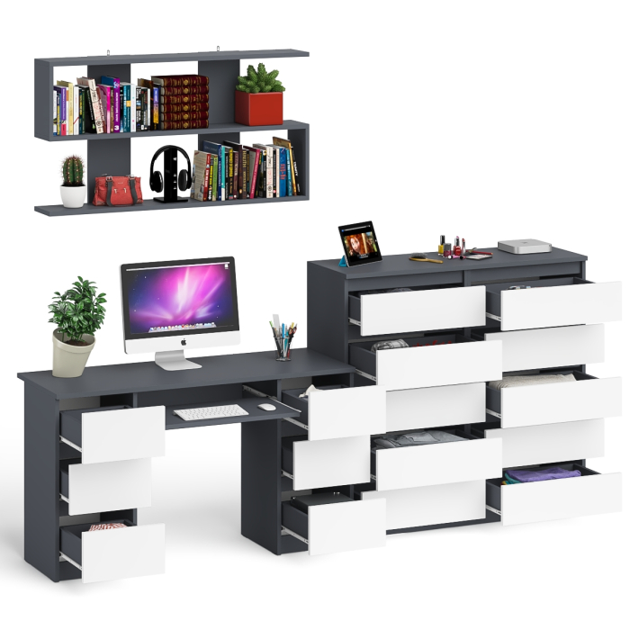 Домашние кабинеты, Комод Мори МК1200.10 со столом компьютерно-письменным и полкой сверху