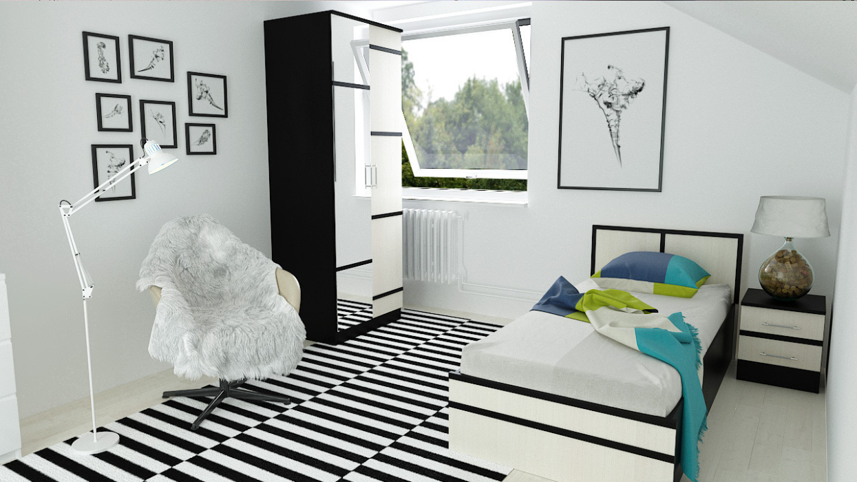 Спальные гарнитуры, Кровать с ящиками Сакура 900 с прикроватной тумбой