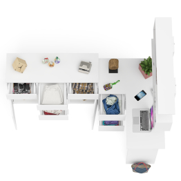 Стол компьютерный угловой Мори МС-16 левый с комодом МК1200.4 и навесной открытой полкой 1200