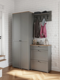 Два шкаф-пенала с полками и обувница с вешалкой для верхней одежды Остин