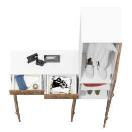 Узкий шкаф 21Б и две тумбы с нишами и ящиками Лидер-8