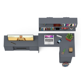 Стол угловой компьютерный Мори МС-16 правый с книжной полкой и ТВ-тумбой МТВ1200.1