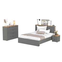 Кровать Остин 1600 с ортопедическим основанием с тумбой-комодом и тумбой прикроватной