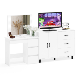 Комод-тумба 123-1204 и столик косметический с подсветкой и зеркалом Сура