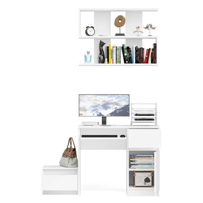 Прямые компьютерные столы, Стол компьютерный МС-1 правый с тумбой 400 и полкой Мори