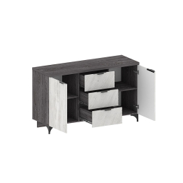 Комод Шаде КМ-2902, черный ясень, санторини белый