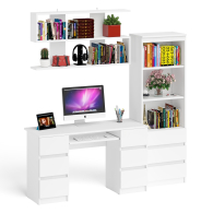 Домашние кабинеты, Рабочее место Мори из стола двухтумбового МС-2 с навесной полкой и стеллажом