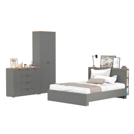Мебель для спальни Остин из кровати 1600 с основанием и шкаф двудверного с комодом 16.221