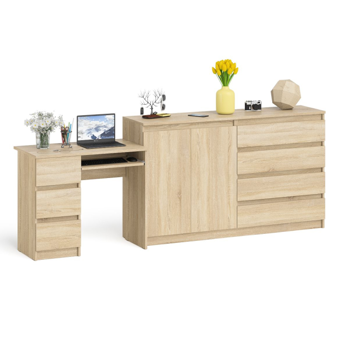 Компьютерные столы, Тумба-комод Мори МК1600.1 и компьютерный стол МС-6 тумба левый