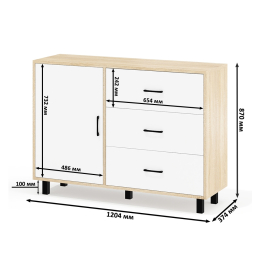 Комод с дверками и ящиками 122-1204 и косметический столик навесной с подсветкой