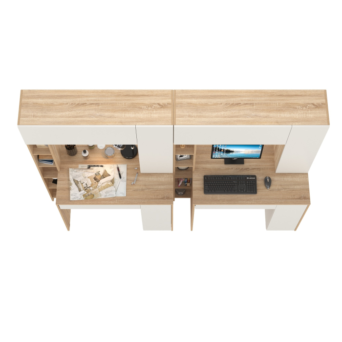 Прямые компьютерные столы, Два стола с надстройкой Mobi Комфорт 12.71