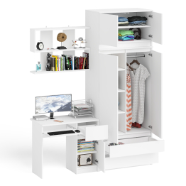 Шкаф с антресолью Мори МА900.1 с компьютерным столом МС-1 правым и книжной полкой