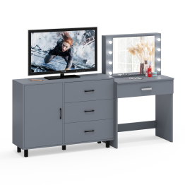 Косметический стол с подсветкой и выдвижным ящиком СТ-4 и комод 122-1204