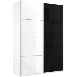 Шкаф-купе Прайм 2х дверный Белый Глянец/Стекло черное 120х57х230