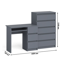 Высокий комод Мори на 700 5 ящиков и компьютерный стол Мори МС-6 тумба справа
