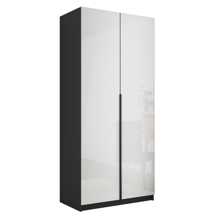 Шкафы распашные, Шкаф распашной Е1 Локер 101x52.5x220 см, с белым стеклом , полками и модулем