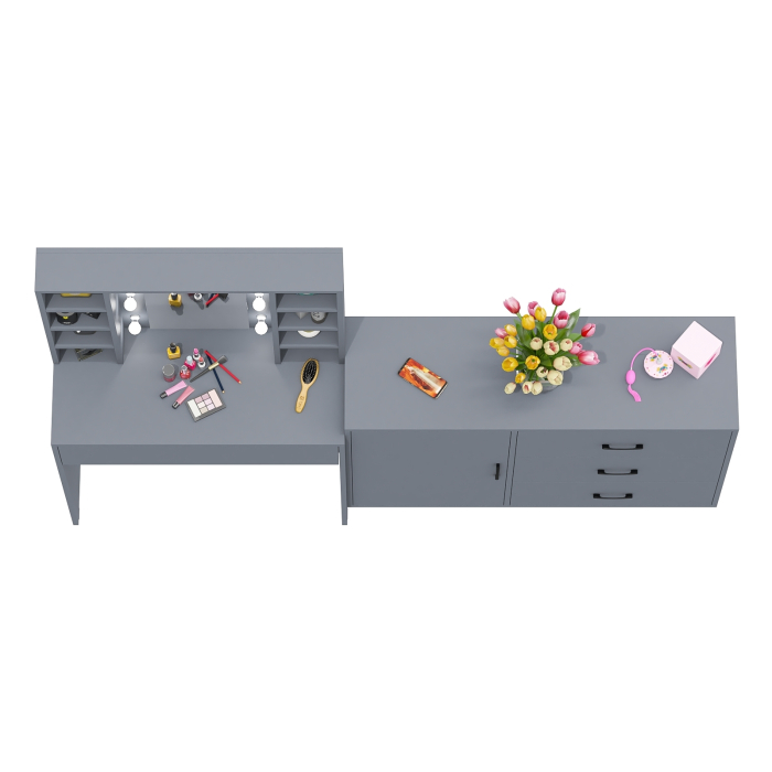 Туалетные столики, Туалетный столик с подсветкой 115 и комод с дверкой и 3-мя ящиками 122-1204