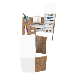 Шкаф для белья глубокий с пеналом с полками для бумаг и рабочий стол Лидер-8