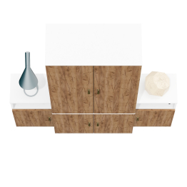 Широкий шкаф для одежды Лидер-8 и две тумбочки с нишей и полкой за дверкой