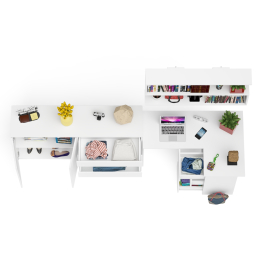 Тумба-комод МК1600.1 Мори с навесной книжной полкой и угловой компьютерный стол МС-16 правый