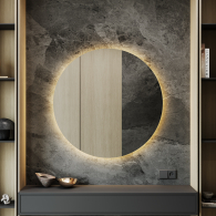 Зеркала в спальню, Зеркало с тёплой подсветкой GENGLASS RAUNTEL NF LED L, с проводом 100х100 см