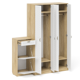 Тумба для обуви две секции и два шкафа в прихожую П-6 № 13 МДФ фрезеровка ромб