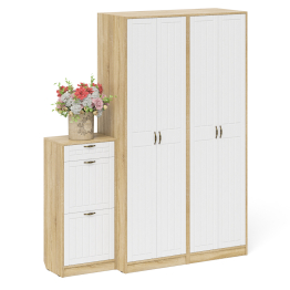 Тумба для обуви две секции и два шкафа в прихожую П-6 № 13 МДФ фрезеровка прованс