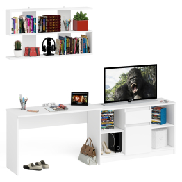 Тумба большая с дверками и нишами с письменным столом Мори и верхней полкой на 1200