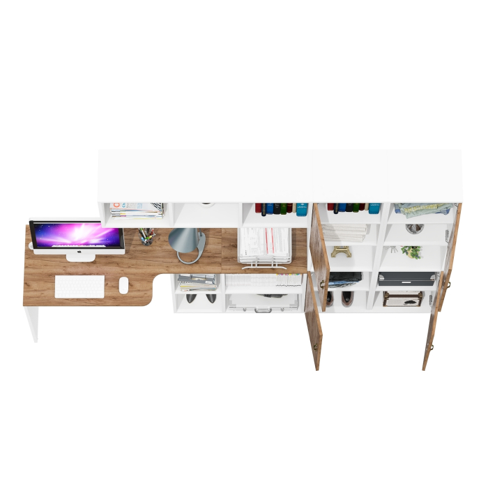 Домашние кабинеты, Уголок для школьника Лидер-8 из стола-трансформера с полкой и двумя пеналами