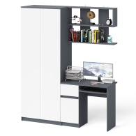 Домашние кабинеты, Стол компьютерный Мори МС-1 тумба слева с полкой навесной и шкафом две двери