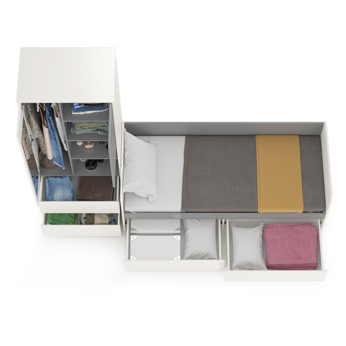 Для девочек, Детская кровать с ящиками и шкаф Торонто