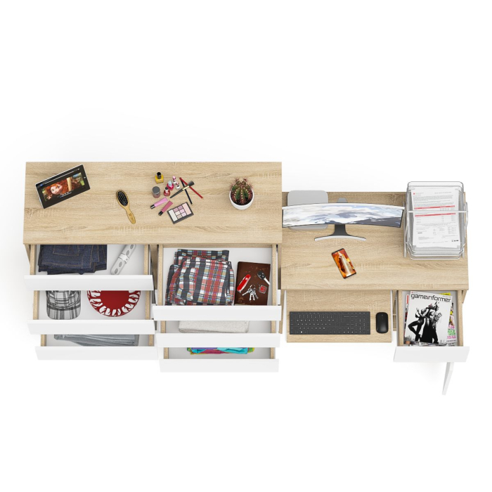 Компьютерные столы, Комод большой МК1200 10-ть ящиков Мори и стол компьютерный МС-1 правый